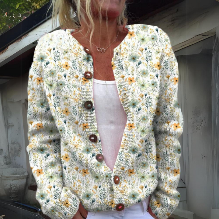Amélie - Cardigan Élégant à Motifs Floraux