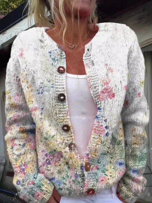 Amélie - Cardigan Élégant à Motifs Floraux